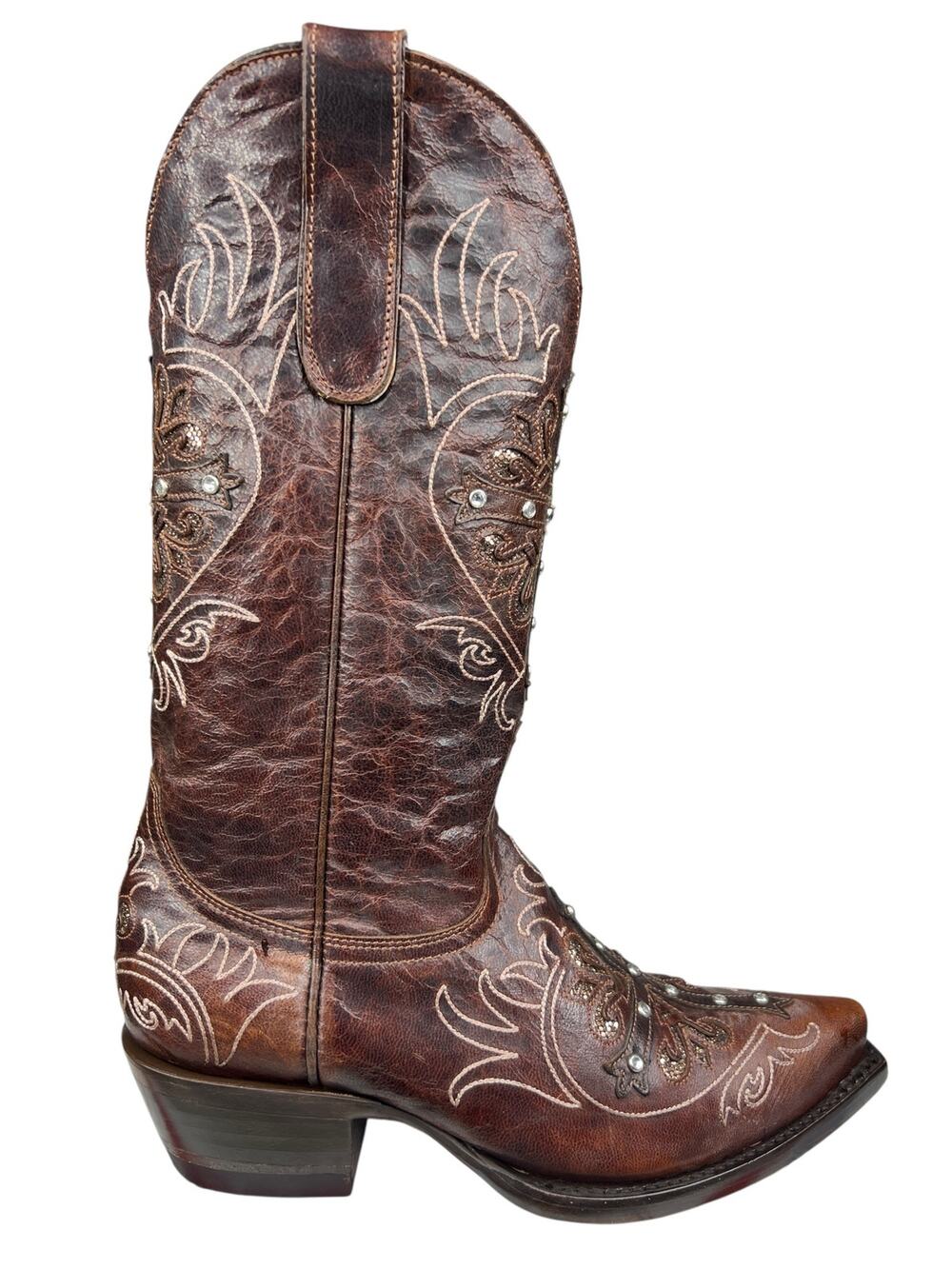 Cavenders By Old Gringo Brown Embroidered Cross Cowgirl Boots Size 6.5 B
